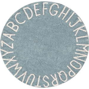 Světle modrý pratelný ručně tkaný bavlněný dětský koberec ø150 cm ABC Vintage Blue – Lorena Canals obraz