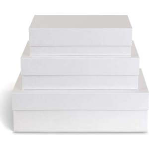 Bílé kartonové úložné boxy v sadě 3 ks s víkem/dekorativní 42, 5x29, 5x13 cm Kian Paper Laminate – Bigso obraz