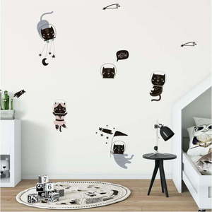 Sada nástěnných dětských samolepek Ambiance Scandinavian Animals Cosmonaut Cats obraz
