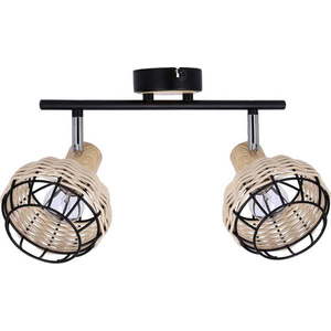 Černo-krémové stropní svítidlo se stínidlem z kovu a ratanu ø 12 cm Tajga – Candellux Lighting obraz