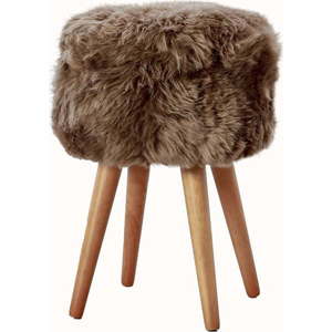 Stolička s tmavě hnědým sedákem z ovčí kožešiny Native Natural, ⌀ 30 cm obraz