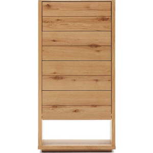Vysoká komoda v dekoru dubu v přírodní barvě 60x120 cm Alguema – Kave Home obraz