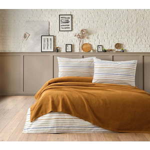 Hnědý bavlněný set přehozu, prostěradla a povlaků na polštář 200x240 cm Karina – Mijolnir obraz