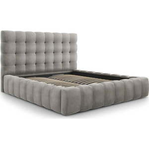 Světle šedá čalouněná dvoulůžková postel s úložným prostorem s roštem 200x200 cm Bali – Cosmopolitan Design obraz