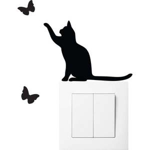 Černá samolepka na vypínač Ambiance Cat obraz