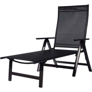Černo-tmavě šedé kovové skládací zahradní lehátko London – Sun Garden obraz