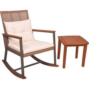 Hnědé dřevěné houpací křeslo se stolkem Sinaloa – Garden Pleasure obraz
