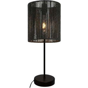 Černá stolní lampa se stínidlem z třtinového výpletu (výška 48 cm) Foresto – GTV obraz