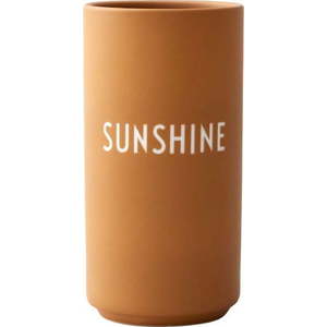 Hořčicově žlutá porcelánová váza Design Letters Sunshine, výška 11 cm obraz