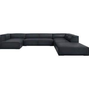 Tmavě modrá kožená rohová pohovka (pravý roh) Madame – Windsor & Co Sofas obraz