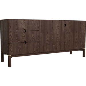 Tmavě hnědá nízká komoda v dekoru dubu 160x73 cm Arun – Unique Furniture obraz