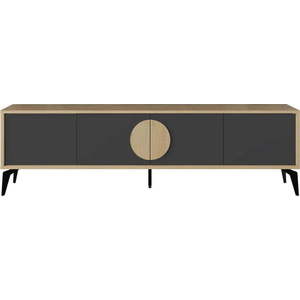 TV stolek v dekoru dubu v černo-přírodní barvě 180x51 cm Vae – Marckeric obraz