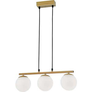Závěsné svítidlo se skleněným stínidlem v bílo-přírodní barvě Carrine – Candellux Lighting obraz