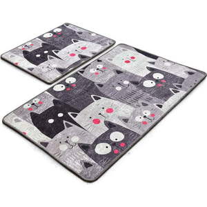 Šedé koupelnové předložky v sadě 2 ks 60x100 cm Meow – Foutastic obraz