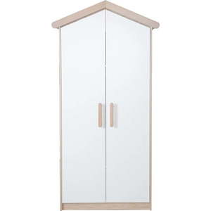 Dětská šatní skříň v bílé a přírodní barvě v dekoru dubu 96x190x50 cm Cabane – Roba obraz