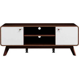 Bílo-hnědý TV stolek v dekoru ořechu 140x53 cm Caitlin – Støraa obraz