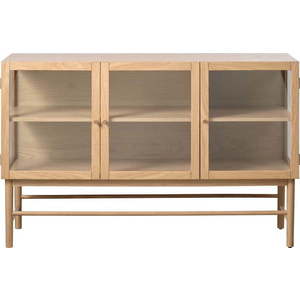 Vitrína z dubového dřeva v přírodní barvě 88x140 cm Elba – Unique Furniture obraz