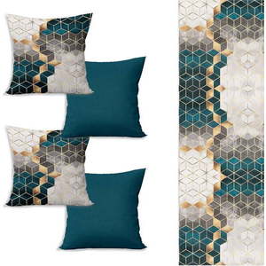 Set běhounu na stůl a 4 povlaků na polštáře Optic - Minimalist Cushion Covers obraz