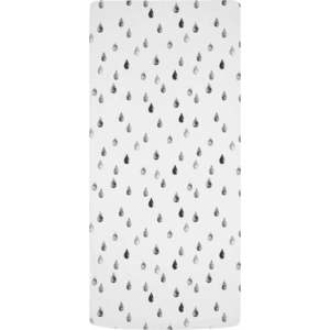 Černobílé napínací dětské prostěradlo do postýlky z bavlněného saténu 60x120 cm Bunnies in the Rain – Butter Kings obraz