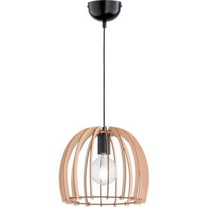 Béžové závěsné svítidlo ze dřeva a kovu Trio Pendant Wood, výška 150 cm obraz