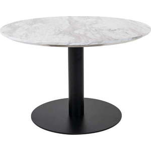 Bílo-černý kulatý konferenční stolek s deskou v dekoru mramoru 70x70 cm Bolzano – House Nordic obraz