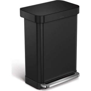 Matně černý nášlapný ocelový odpadkový koš 55 l – simplehuman obraz