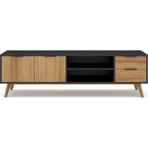 Černý/přírodní TV stolek z borovicového dřeva 180x53 cm Lavis – Marckeric obraz
