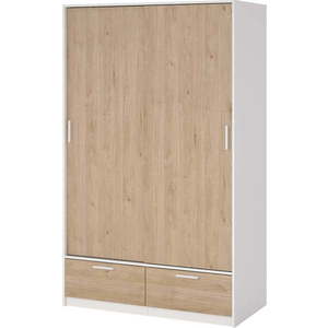 Šatní skříň v dekoru dubu s posuvnými dveřmi v bílo-přírodní barvě 121x200 cm Line – Tvilum obraz