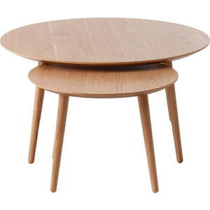 Kulaté konferenční stolky v dekoru dubu v přírodní barvě v sadě 2 ks ø 88 cm Adda – Unique Furniture obraz