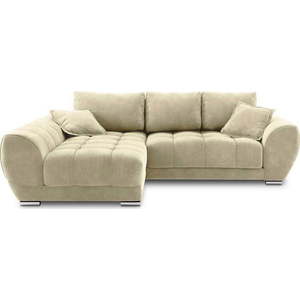 Béžová rozkládací rohová pohovka se sametovým potahem Windsor & Co Sofas Nuage, levý roh obraz