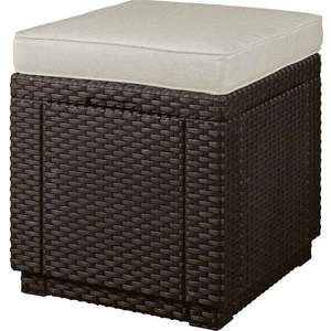 Tmavě hnědý zahradní taburet Cube – Keter obraz