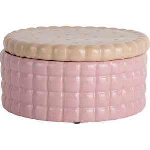 Světle růžový dekorativní keramický úložný box ø 20x10 cm Biscuit Box – PT LIVING obraz