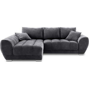 Tmavě šedá rozkládací rohová pohovka se sametovým potahem Windsor & Co Sofas Nuage, levý roh obraz