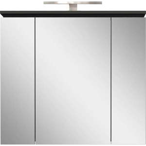 Antracitová koupelnová skříňka se zrcadlem a osvětlením 76x74 cm Modesto – Germania obraz