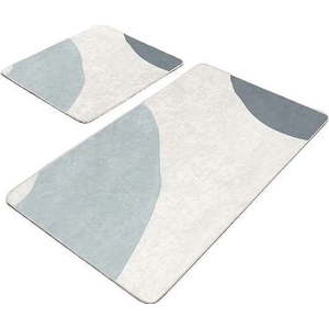 Šedo-krémové sametové koupelnové předložky v sadě 2 ks 60x100 cm Abstract Shapes – Mila Home obraz