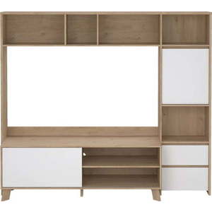 Bílá/v přírodní barvě TV sestava v dekoru dubu 209x183x48 cm Next – Tvilum obraz