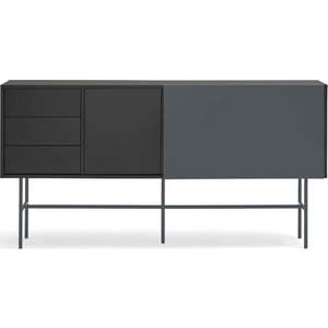 Černo-antracitová nízká komoda s posuvnými dveřmi 180x91 cm Nube – Teulat obraz