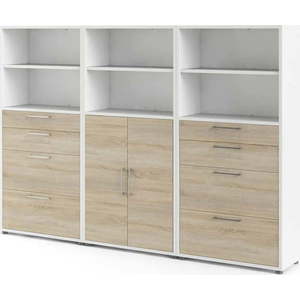 Modulární knihovna v bílo-přírodní barvě v dekoru dubu 268x189 cm Prima – Tvilum obraz