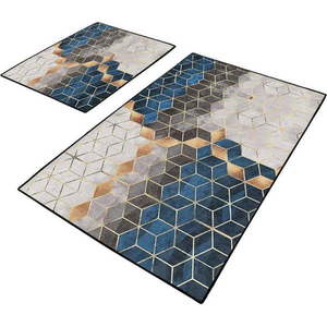 Modro-šedé koupelnové předložky v sadě 2 ks 60x100 cm Optic – Mila Home obraz