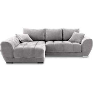 Světle šedá rozkládací rohová pohovka se sametovým potahem Windsor & Co Sofas Nuage, levý roh obraz