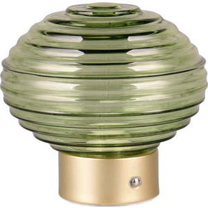 Stmívatelná LED stolní lampa v zelené a zlaté barvě se skleněným stínidlem (výška 14, 5 cm) Earl – Trio obraz