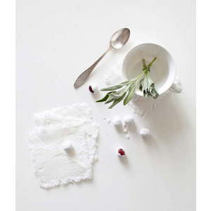 Sada 4 bílých lněných podtácků Linen Tales Classic, 10 x 10 cm obraz