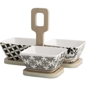 Set 3 porcelánových misek s bambusovým podnosem Brandani Alhambra obraz