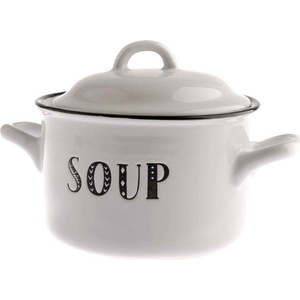 Bílý keramický hrnec s pokličkou 700 ml Soup – Dakls obraz