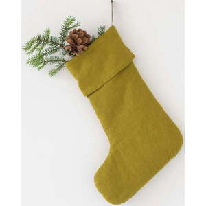 Látková vánoční punčocha Moss Green – Linen Tales obraz