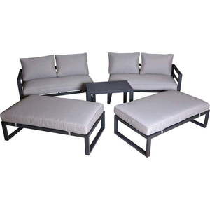 Černo-béžový kovový zahradní lounge set pro 8 Portland – Rojaplast obraz