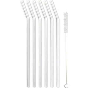 Sada 6 bílých skleněných brček na pití Vialli Design, délka 23 cm obraz