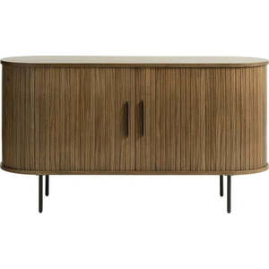 Hnědá nízká komoda v dekoru dubu s posuvnými dveřmi 140x76 cm Nola – Unique Furniture obraz
