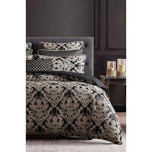 Hnědé 4dílné prodloužené povlečení na dvoulůžko z bavlny Renforcé s prostěradlem 200x220 cm Damask – Mila Home obraz