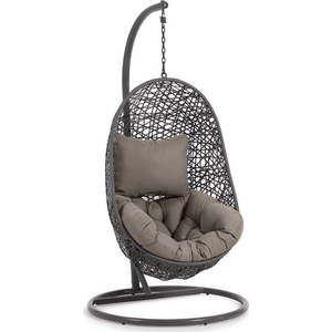 Tmavě šedé závěsné zahradní křeslo z umělého ratanu Hanging – Kave Home obraz